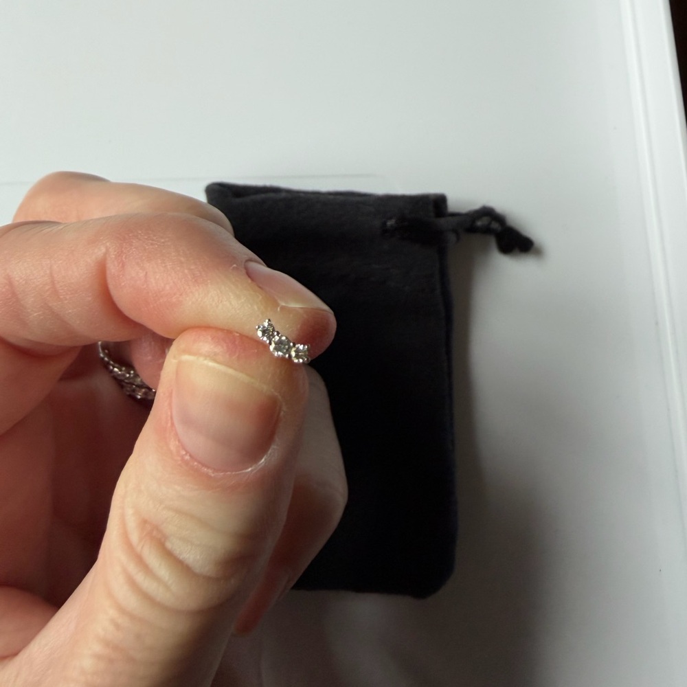 Mejuri Single Triple Diamond Stud in White Gold - Picture 3 of 3
